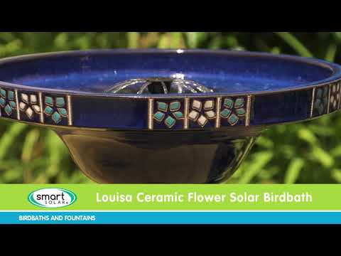 25373R01 Louisa Ceramic Flower Solar Birdbath HD 1080