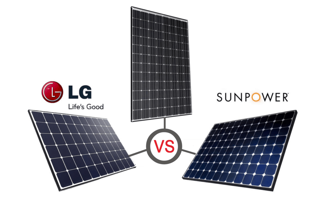 LG, Panasonic, and Sunpower panels in a side-by-side comparison